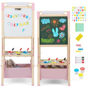 3-in-1 Double-Sided Adjustable Kid Easel for 3-8 Years Old Toddlers-Blue