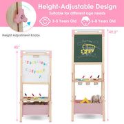 3-in-1 Double-Sided Adjustable Kid Easel for 3-8 Years Old Toddlers-Blue