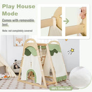 6-in-1 Wooden Kids Jungle Gym Playset with Slide Climbing Net-Natural