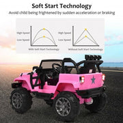 12V Kids Remote Control Riding Truck Car with LED Lights-Black