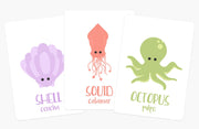 Sea Animals Flashcards for Toddlers | Ocean Learning Cards | Bilingual English & Spanish