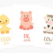 Farm Animal Flashcards | Bilingual English & Spanish Learning Cards for Toddlers